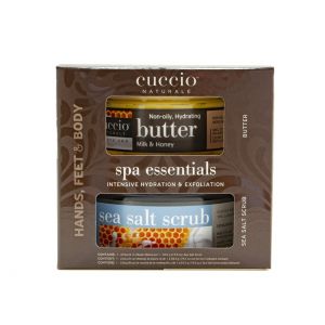 Cuccio Kit Spa Butter Essentials Lait et Miel 19,5 oz de beurre et 19,5 oz de gommage