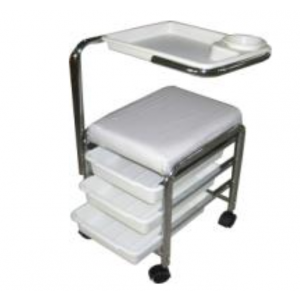 Pedicure Trolley with 3 drawers  WHITE ( L16" X W13" X H19-29")