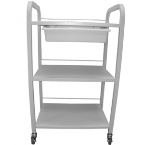 Trolley with shelves/drawer White