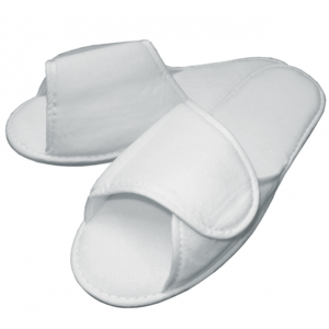 Slippers Terry Velour Velco (Blanc/White)